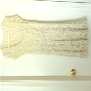 Cream, lace dress, see-through lace back!